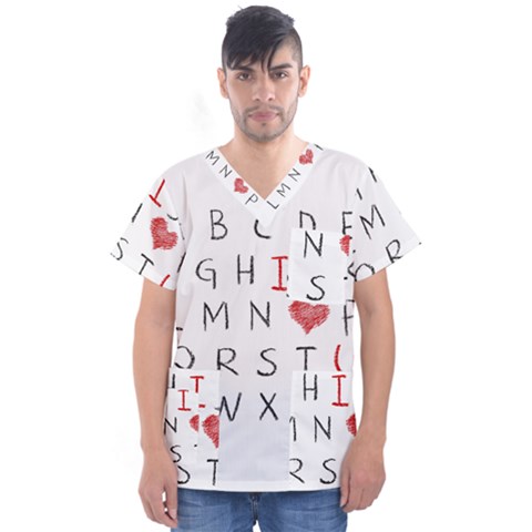 Love Alphabet Men s V-neck Scrub Top by Valentinaart