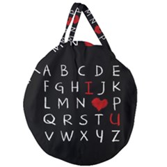 Love Alphabet Giant Round Zipper Tote by Valentinaart