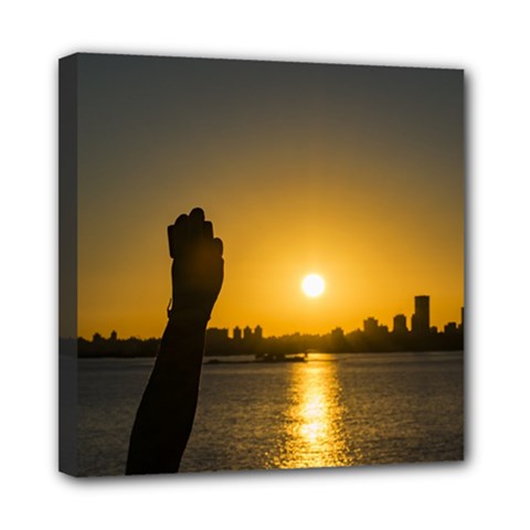 Sunset Cityscape Scene, Montevideo, Uruguay11 Mini Canvas 8  X 8  by dflcprints