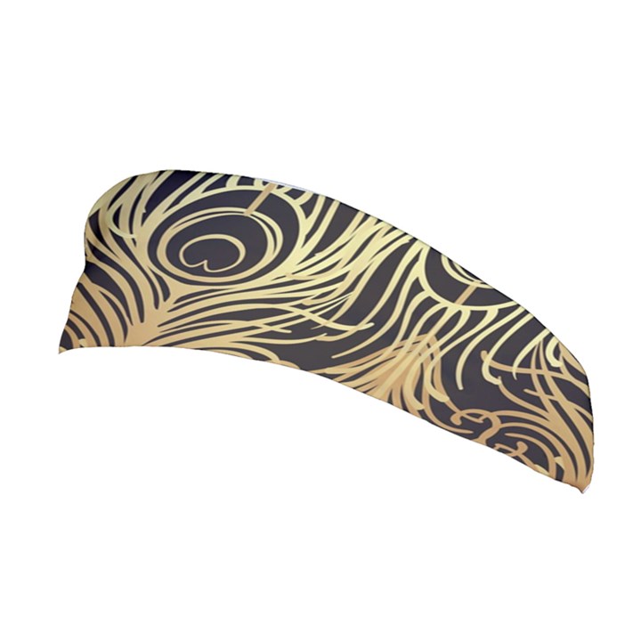 gold, black,peacock pattern,art nouveau,vintage,belle epoque,chic,elegant,peacock feather,beautiful Stretchable Headband