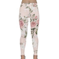 Pink Shabby Chic Floral Classic Yoga Leggings by NouveauDesign