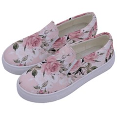 Pink Shabby Chic Floral Kids  Canvas Slip Ons by NouveauDesign