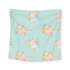 Mint,shabby Chic,floral,pink,vintage,girly,cute Square Tapestry (small) by NouveauDesign