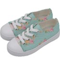 Mint,shabby chic,floral,pink,vintage,girly,cute Kids  Low Top Canvas Sneakers View2