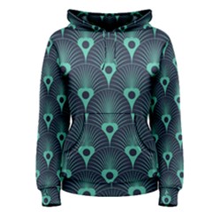 Blue,teal,peacock Pattern,art Deco Women s Pullover Hoodie by NouveauDesign