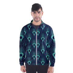 Blue,teal,peacock Pattern,art Deco Wind Breaker (men) by NouveauDesign