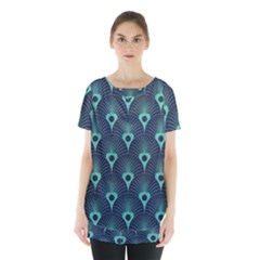 Blue,teal,peacock Pattern,art Deco Skirt Hem Sports Top