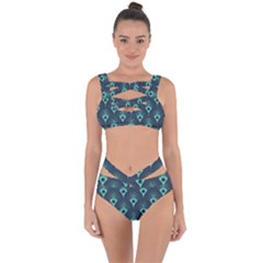 Blue,teal,peacock Pattern,art Deco Bandaged Up Bikini Set  by NouveauDesign