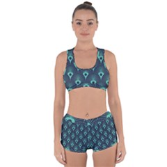 Blue,teal,peacock Pattern,art Deco Racerback Boyleg Bikini Set