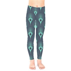 Blue,teal,peacock Pattern,art Deco Kids  Legging