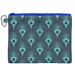 Blue,teal,peacock Pattern,art Deco Canvas Cosmetic Bag (xxl)