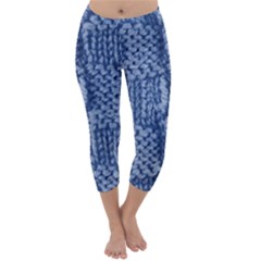 Knitted Wool Square Blue Capri Winter Leggings  by snowwhitegirl