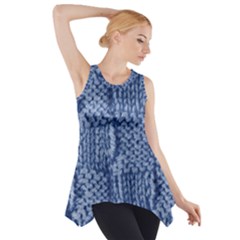 Knitted Wool Square Blue Side Drop Tank Tunic by snowwhitegirl