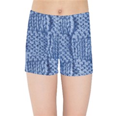 Knitted Wool Square Blue Kids Sports Shorts by snowwhitegirl