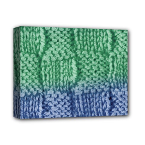 Knitted Wool Square Blue Green Deluxe Canvas 14  X 11  by snowwhitegirl