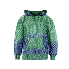 Knitted Wool Square Blue Green Kids  Pullover Hoodie by snowwhitegirl