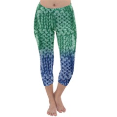 Knitted Wool Square Blue Green Capri Winter Leggings  by snowwhitegirl