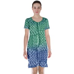 Knitted Wool Square Blue Green Short Sleeve Nightdress by snowwhitegirl