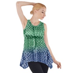 Knitted Wool Square Blue Green Side Drop Tank Tunic by snowwhitegirl