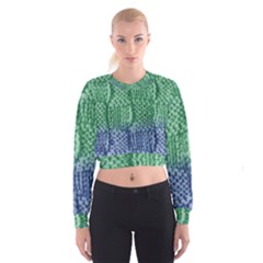 Knitted Wool Square Blue Green Cropped Sweatshirt by snowwhitegirl