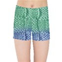 Knitted Wool Square Blue Green Kids Sports Shorts View1