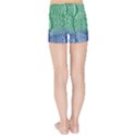 Knitted Wool Square Blue Green Kids Sports Shorts View2