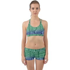 Knitted Wool Square Blue Green Back Web Sports Bra Set by snowwhitegirl