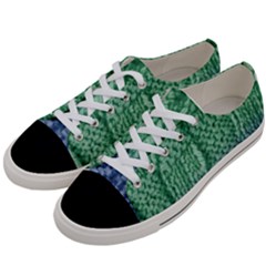 Knitted Wool Square Blue Green Women s Low Top Canvas Sneakers by snowwhitegirl