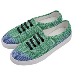 Knitted Wool Square Blue Green Women s Classic Low Top Sneakers by snowwhitegirl