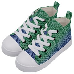 Knitted Wool Square Blue Green Kid s Mid-top Canvas Sneakers