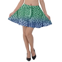 Knitted Wool Square Blue Green Velvet Skater Skirt by snowwhitegirl