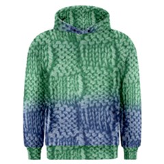 Knitted Wool Square Blue Green Men s Overhead Hoodie