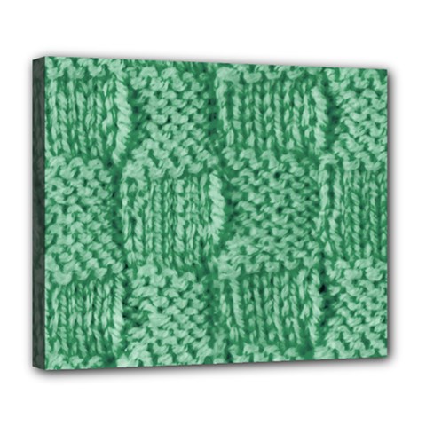 Knitted Wool Square Green Deluxe Canvas 24  X 20   by snowwhitegirl