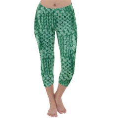 Knitted Wool Square Green Capri Winter Leggings  by snowwhitegirl