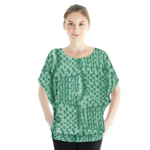 Knitted Wool Square Green Blouse by snowwhitegirl