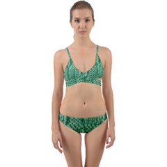 Knitted Wool Square Green Wrap Around Bikini Set