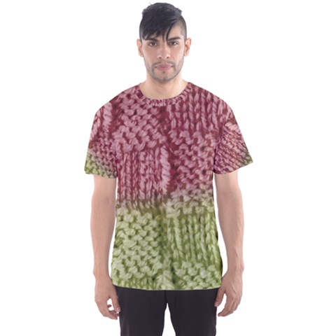 Knitted Wool Square Pink Green Men s Sports Mesh Tee by snowwhitegirl