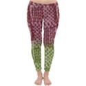 Knitted Wool Square Pink Green Classic Winter Leggings View1