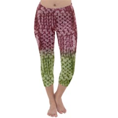 Knitted Wool Square Pink Green Capri Winter Leggings  by snowwhitegirl