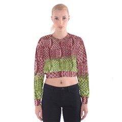 Knitted Wool Square Pink Green Cropped Sweatshirt by snowwhitegirl