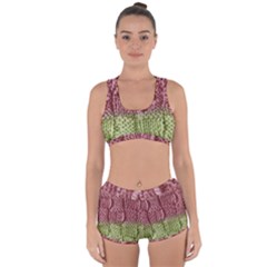 Knitted Wool Square Pink Green Racerback Boyleg Bikini Set by snowwhitegirl