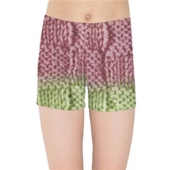 Knitted Wool Square Pink Green Kids Sports Shorts by snowwhitegirl