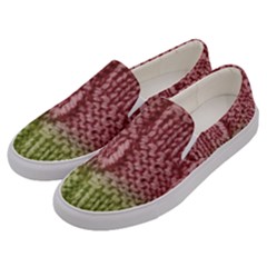 Knitted Wool Square Pink Green Men s Canvas Slip Ons by snowwhitegirl