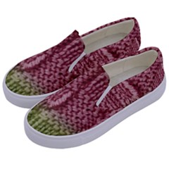 Knitted Wool Square Pink Green Kids  Canvas Slip Ons by snowwhitegirl