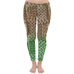 Knitted Wool Square Beige Green Classic Winter Leggings by snowwhitegirl