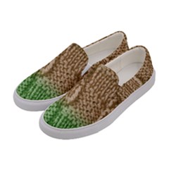 Knitted Wool Square Beige Green Women s Canvas Slip Ons by snowwhitegirl