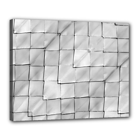 Silver Grid Pattern Canvas 20  X 16  by dflcprints