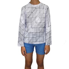 Silver Grid Pattern Kids  Long Sleeve Swimwear by dflcprints