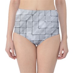 Silver Grid Pattern High-waist Bikini Bottoms