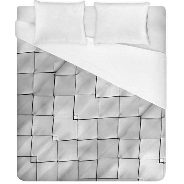 Silver Grid Pattern Duvet Cover (California King Size)